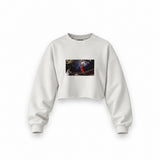 Michael Jordan Chicago Bulls 1997 Oversize Crop Sweatshirt — Beyaz — Ön baskı