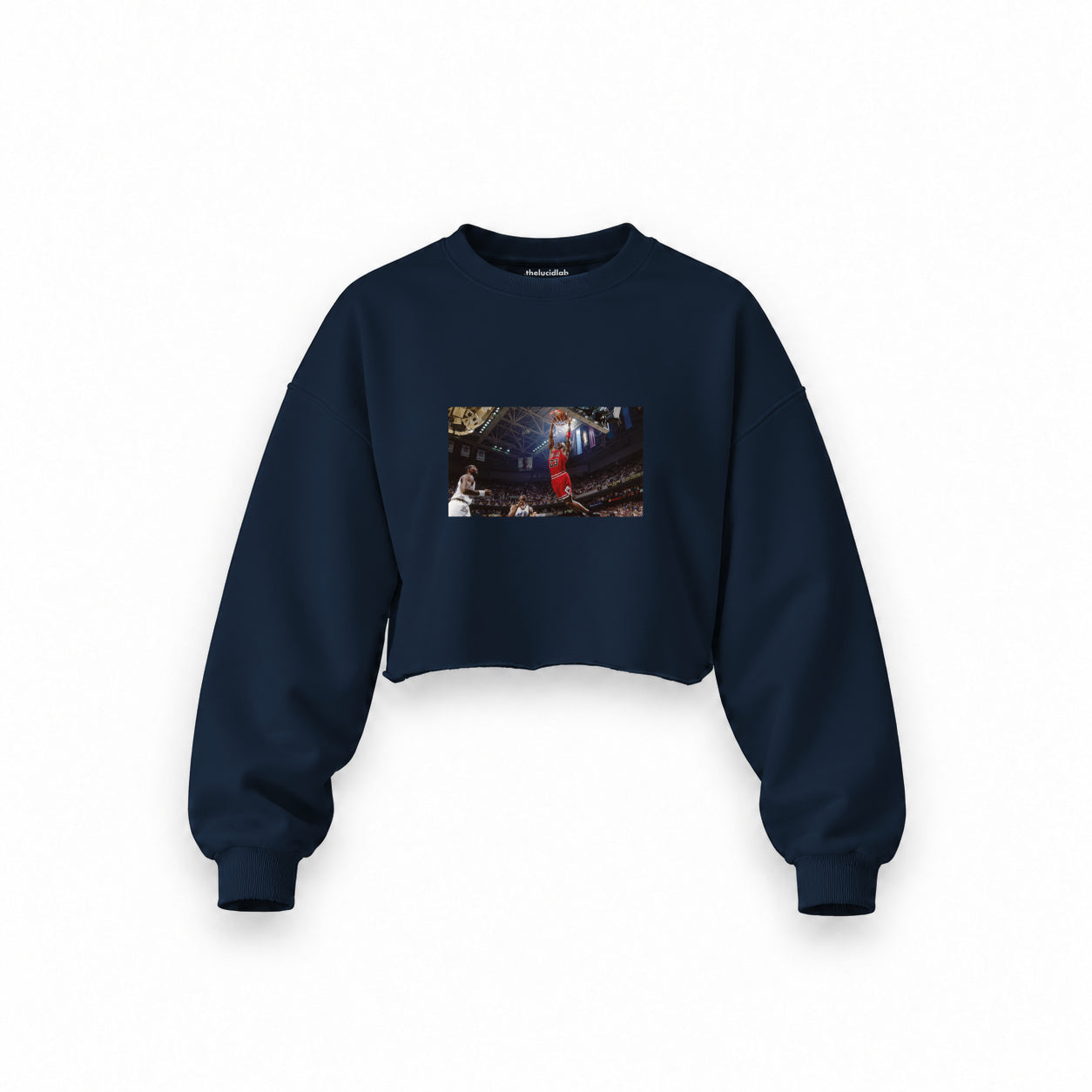 Michael Jordan Chicago Bulls 1997 Oversize Crop Sweatshirt — Lacivert — Ön baskı