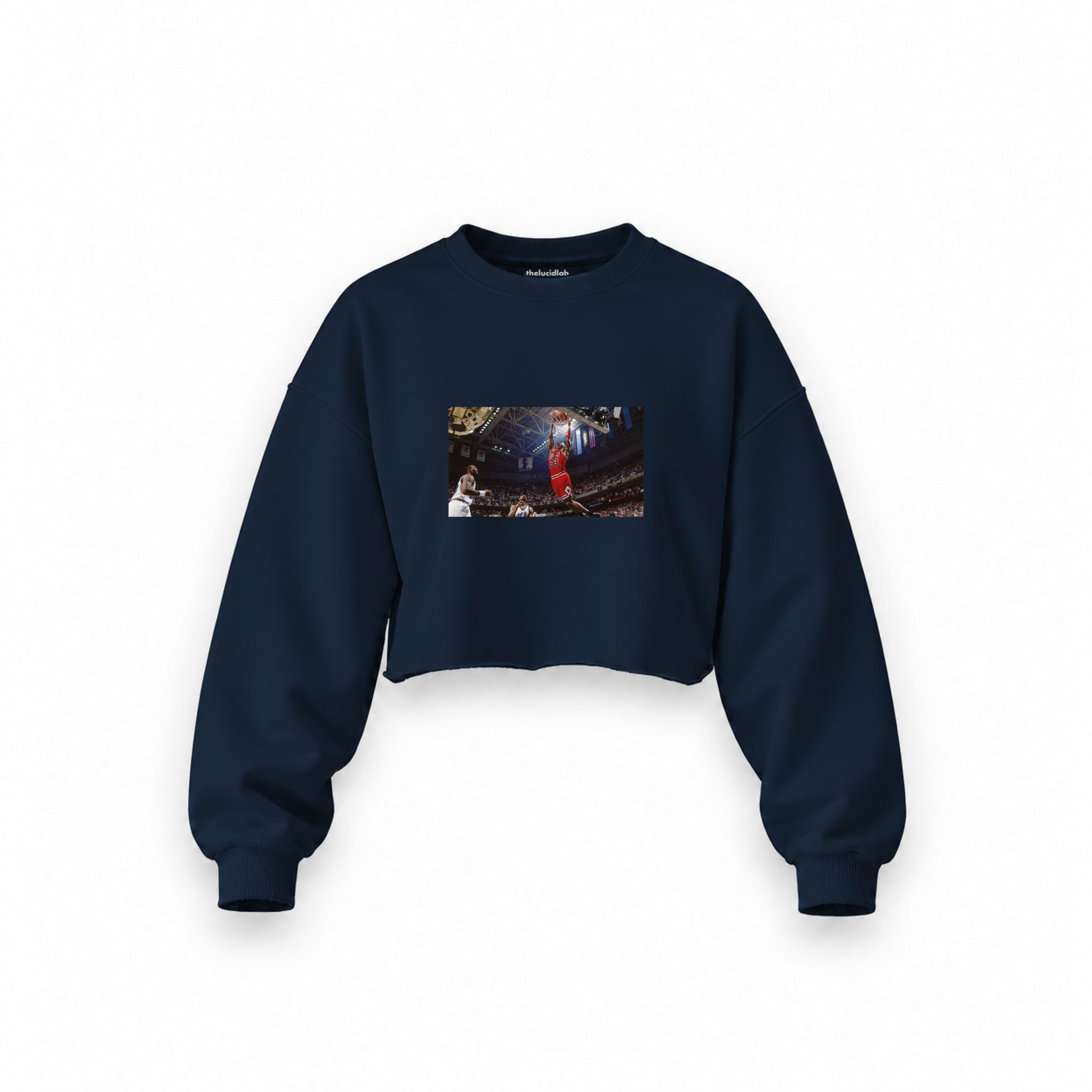 Michael Jordan Chicago Bulls 1997 Oversize Crop Sweatshirt — Lacivert — Ön baskı