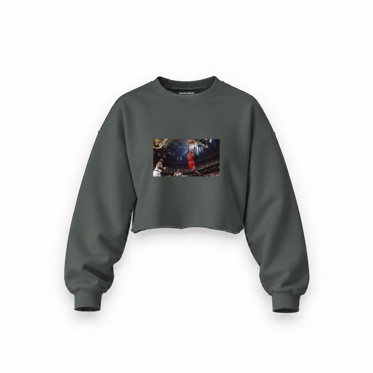 Michael Jordan Chicago Bulls 1997 Oversize Crop Sweatshirt — Antrasit — Ön baskı
