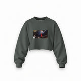 Michael Jordan Chicago Bulls 1997 Oversize Crop Sweatshirt — Antrasit — Ön baskı
