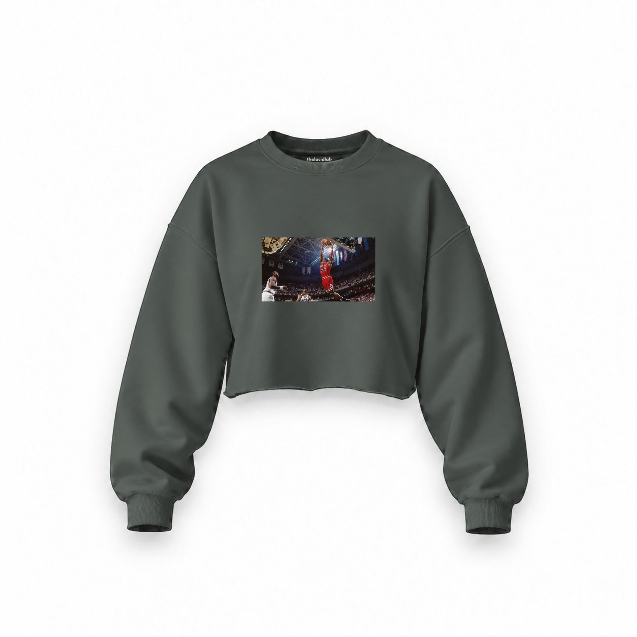 Michael Jordan Chicago Bulls 1997 Oversize Crop Sweatshirt — Antrasit — Ön baskı