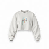 Formula 1 Teams Oversize Crop Sweatshirt — Beyaz — Ön baskı
