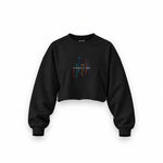 Formula 1 Teams Oversize Crop Sweatshirt — Siyah — Ön baskı