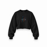 Formula 1 Teams Oversize Crop Sweatshirt — Siyah — Ön baskı