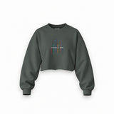 Formula 1 Teams Oversize Crop Sweatshirt — Antrasit — Ön baskı