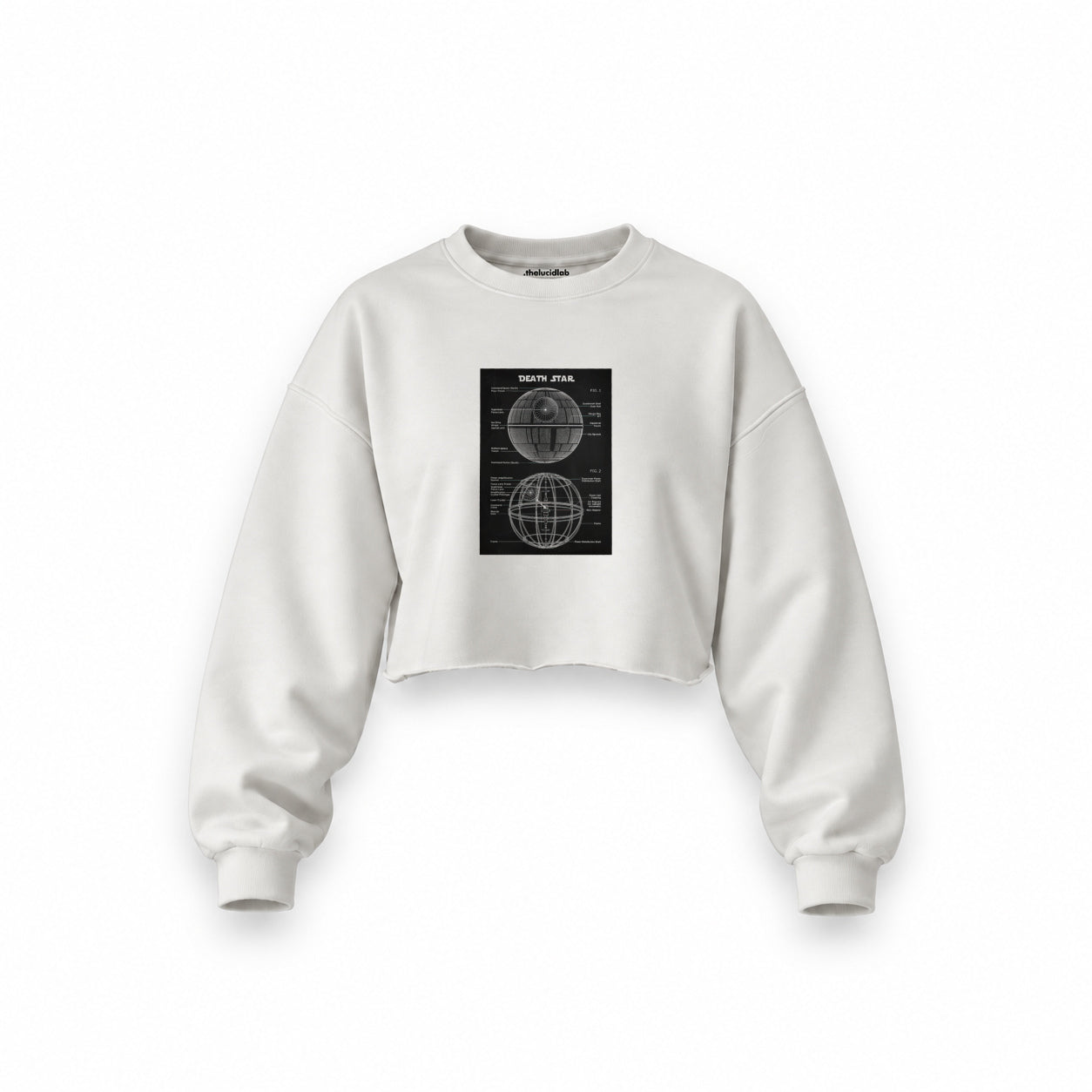 Death Star Oversize Crop Sweatshirt — Beyaz — Ön baskı