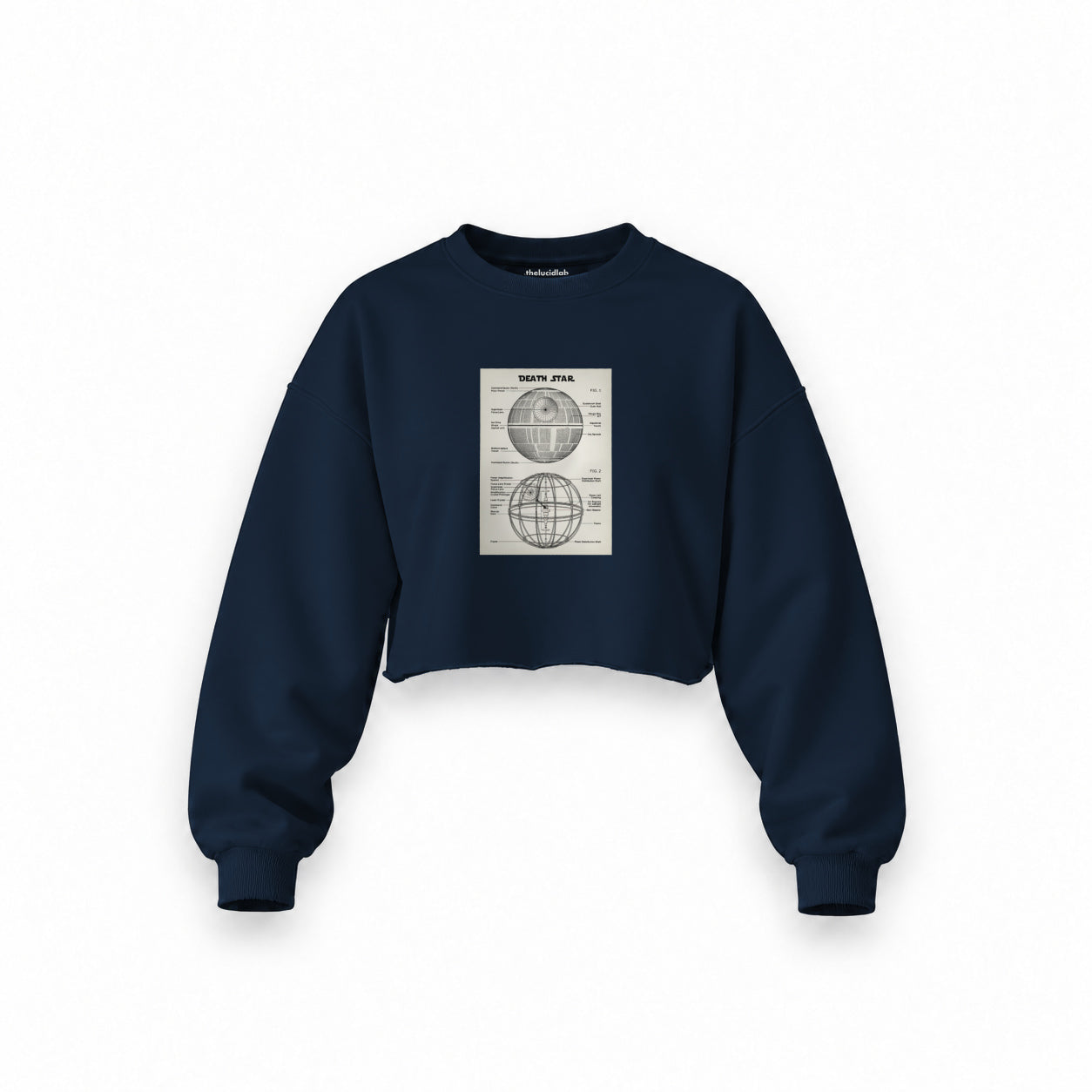 Death Star Oversize Crop Sweatshirt — Lacivert — Ön baskı