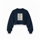 Death Star Oversize Crop Sweatshirt — Lacivert — Ön baskı