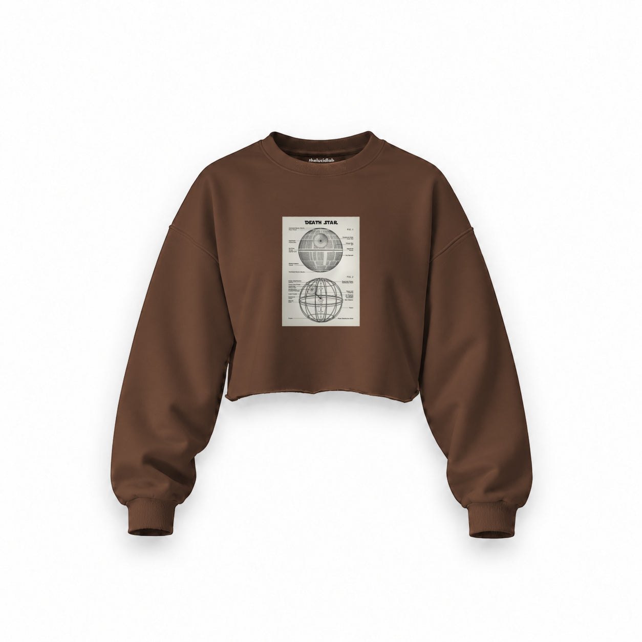 Death Star Oversize Crop Sweatshirt — Kahverengi — Ön baskı