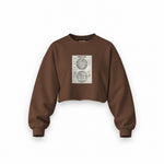 Death Star Oversize Crop Sweatshirt — Kahverengi — Ön baskı