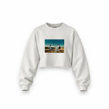 Breaking Bad Oversize Crop Sweatshirt — Beyaz — Ön baskı