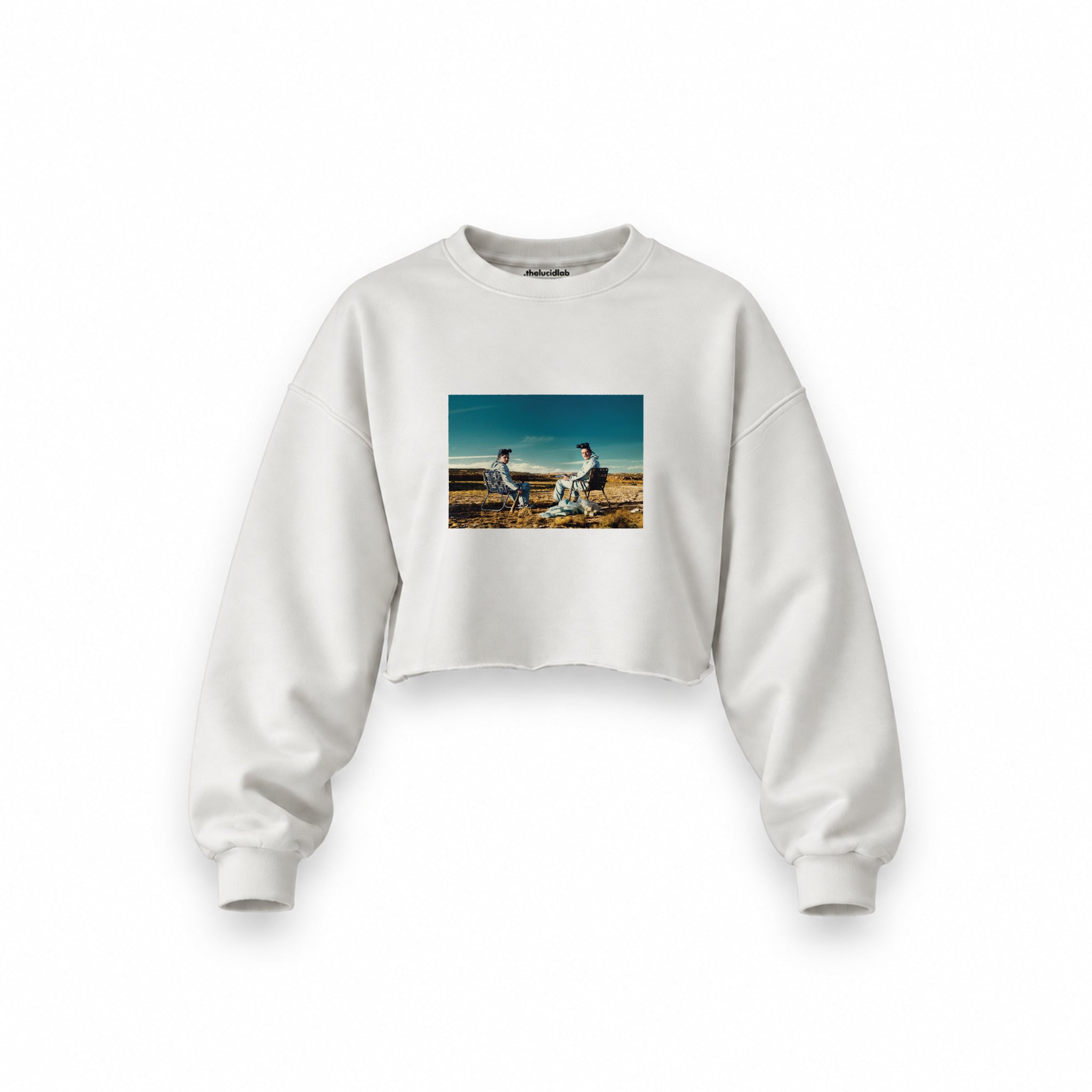 Breaking Bad Oversize Crop Sweatshirt — Beyaz — Ön baskı