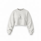 BB-8 Oversize Crop Sweatshirt — Beyaz — Ön baskı