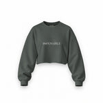 IMPOSSIBLE Oversize Crop Sweatshirt — Antrasit — Ön baskı