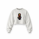 Zeus Oversize Crop Sweatshirt — Beyaz — Ön baskı