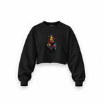 Zeus Oversize Crop Sweatshirt — Siyah — Ön baskı