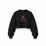Zeus Oversize Crop Sweatshirt — Siyah — Ön baskı