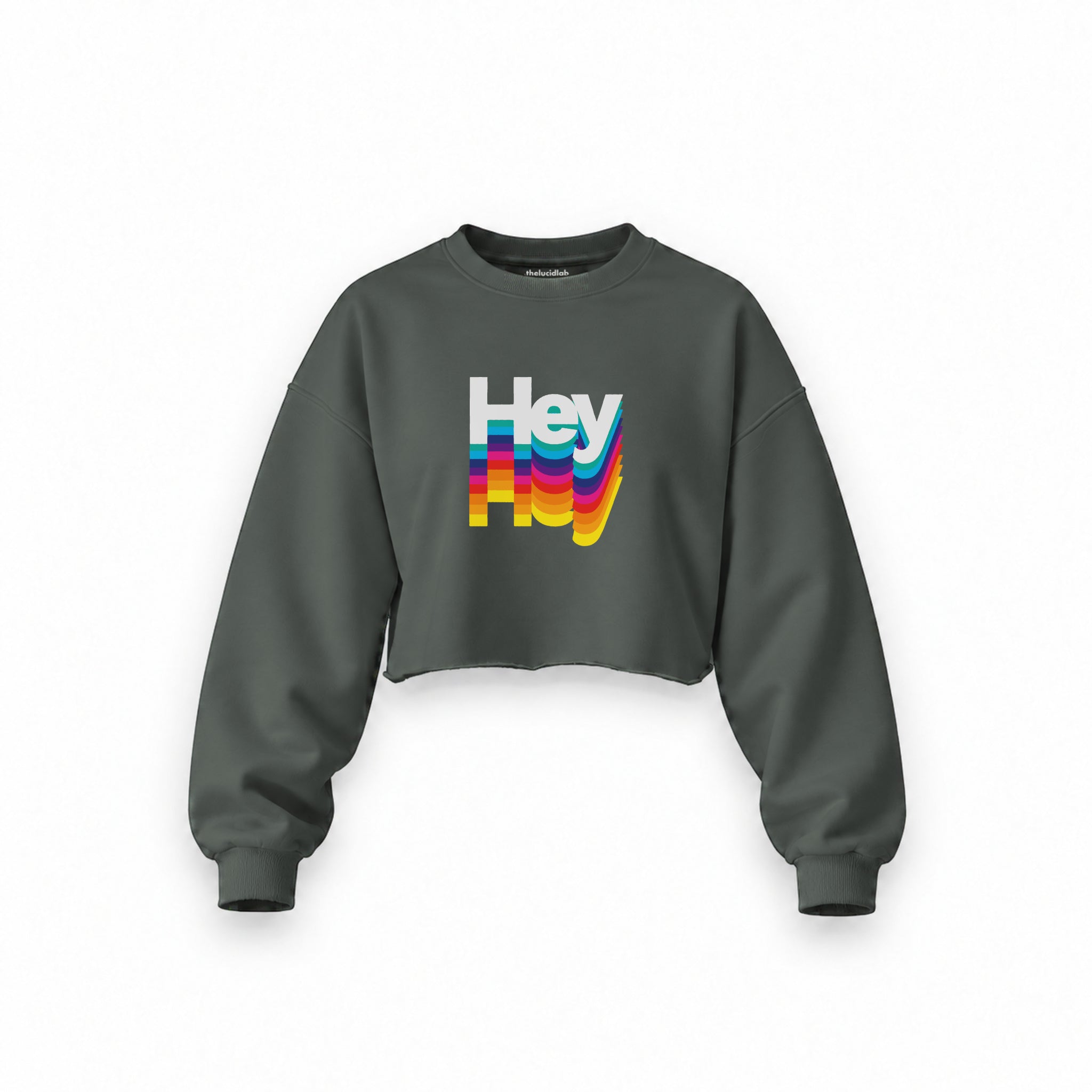 Hey Oversize Crop Sweatshirt — Antrasit — Ön baskı
