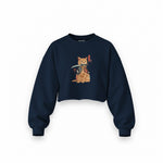 Catana Oversize Crop Sweatshirt — Lacivert — Ön baskı