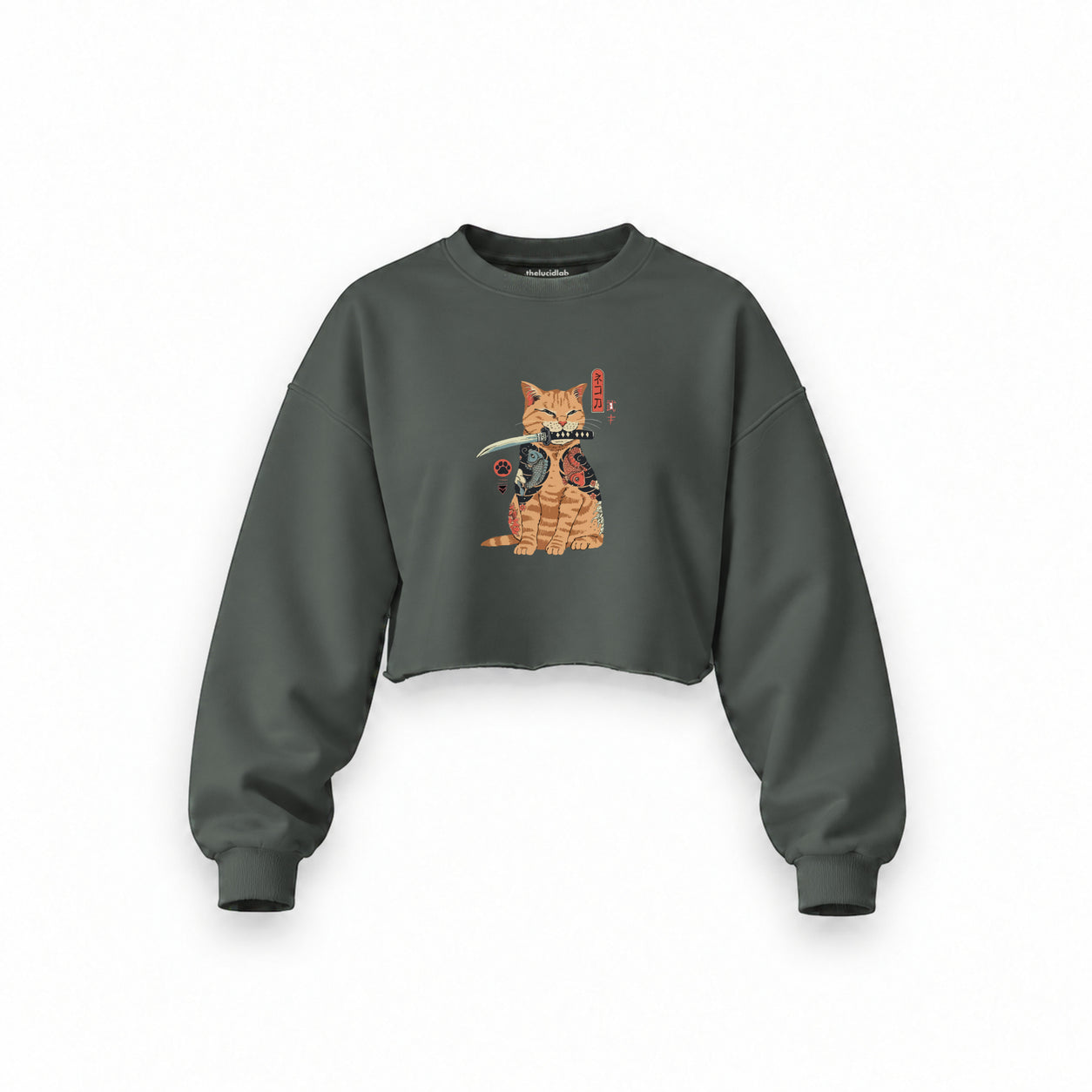 Catana Oversize Crop Sweatshirt — Antrasit — Ön baskı