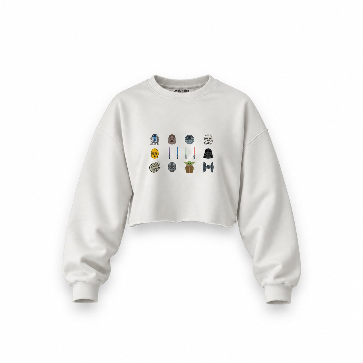 Star Wars Icons Oversize Crop Sweatshirt — Beyaz — Ön baskı