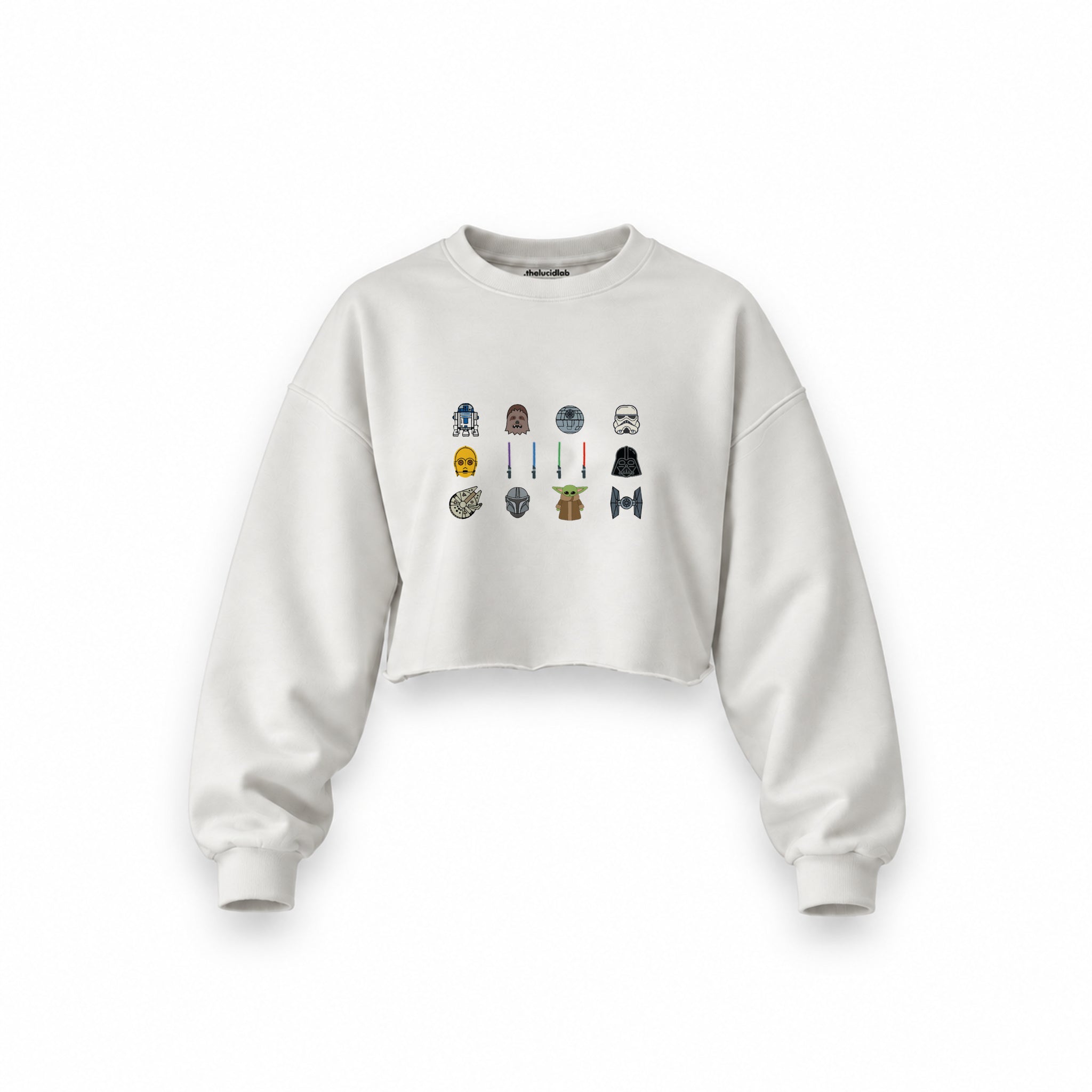 Star Wars Icons Oversize Crop Sweatshirt — Beyaz — Ön baskı