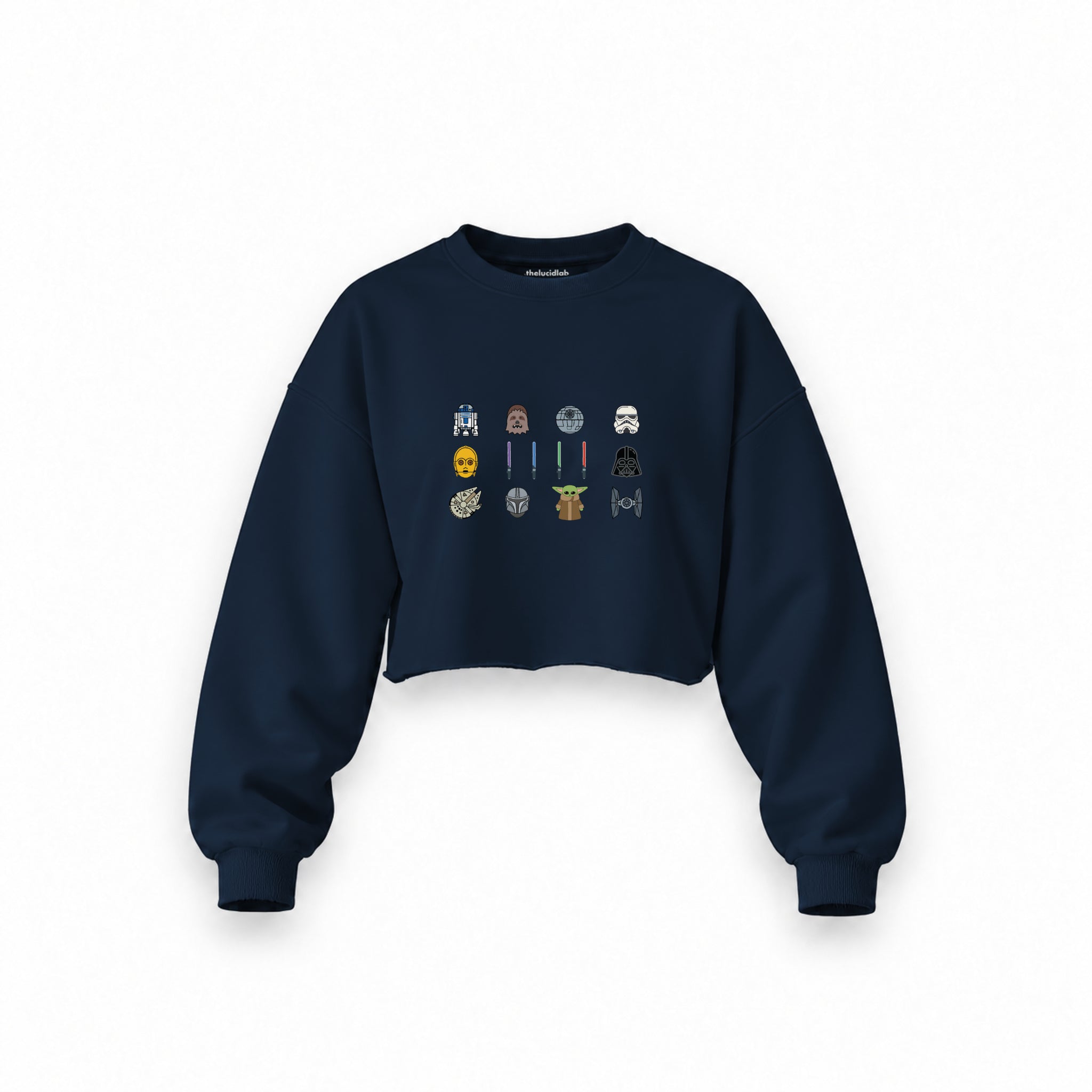 Star Wars Icons Oversize Crop Sweatshirt — Lacivert — Ön baskı