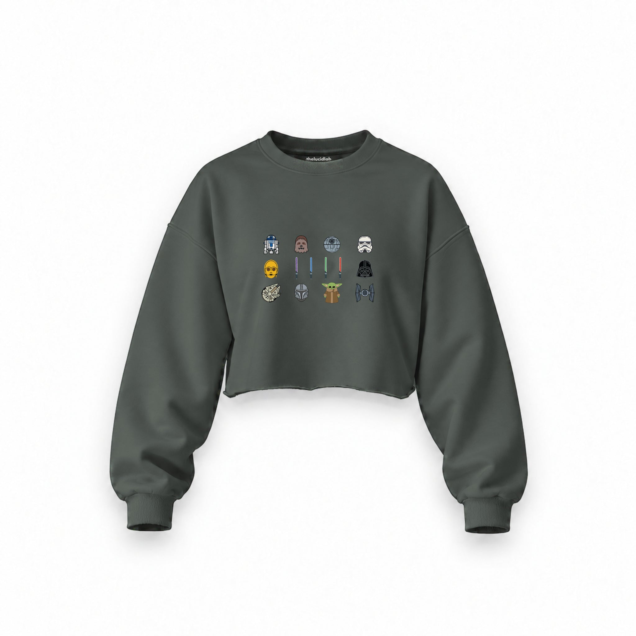 Star Wars Icons Oversize Crop Sweatshirt — Antrasit — Ön baskı