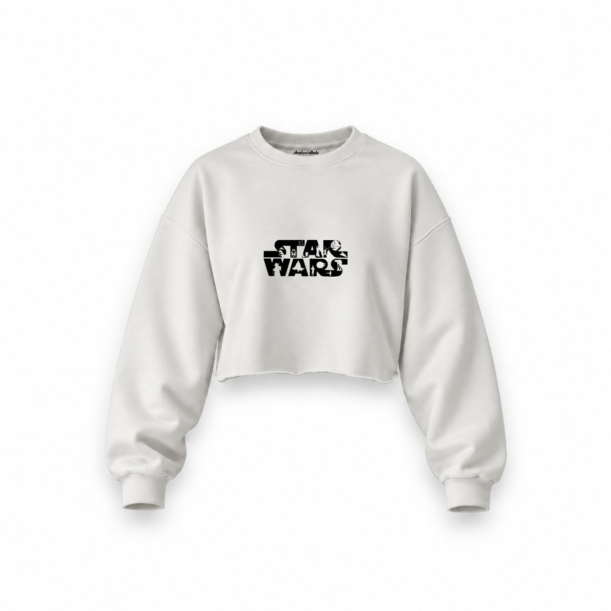 Star Wars Oversize Crop Sweatshirt — Beyaz — Ön baskı