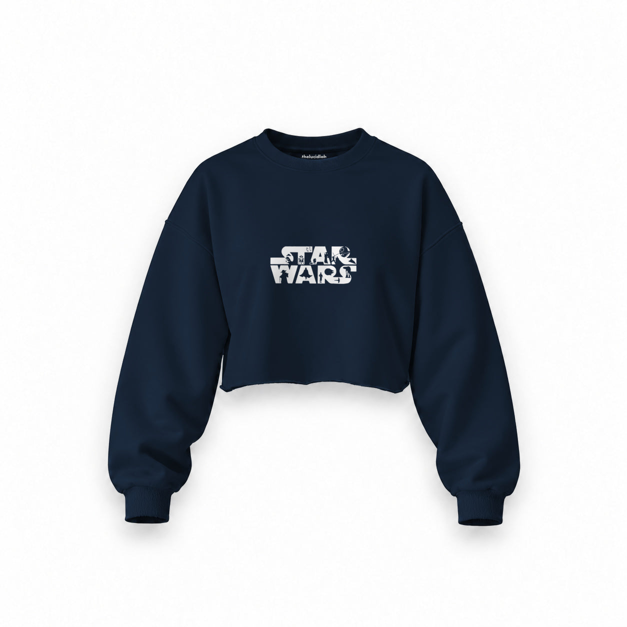 Star Wars Oversize Crop Sweatshirt — Lacivert — Ön baskı