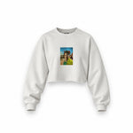 Walter White / Heisenberg Oversize Crop Sweatshirt — Beyaz — Ön baskı