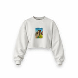 Walter White / Heisenberg Oversize Crop Sweatshirt — Beyaz — Ön baskı