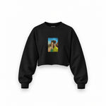 Walter White / Heisenberg Oversize Crop Sweatshirt — Siyah — Ön baskı