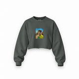 Walter White / Heisenberg Oversize Crop Sweatshirt — Antrasit — Ön baskı