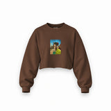 Walter White / Heisenberg Oversize Crop Sweatshirt — Kahverengi — Ön baskı