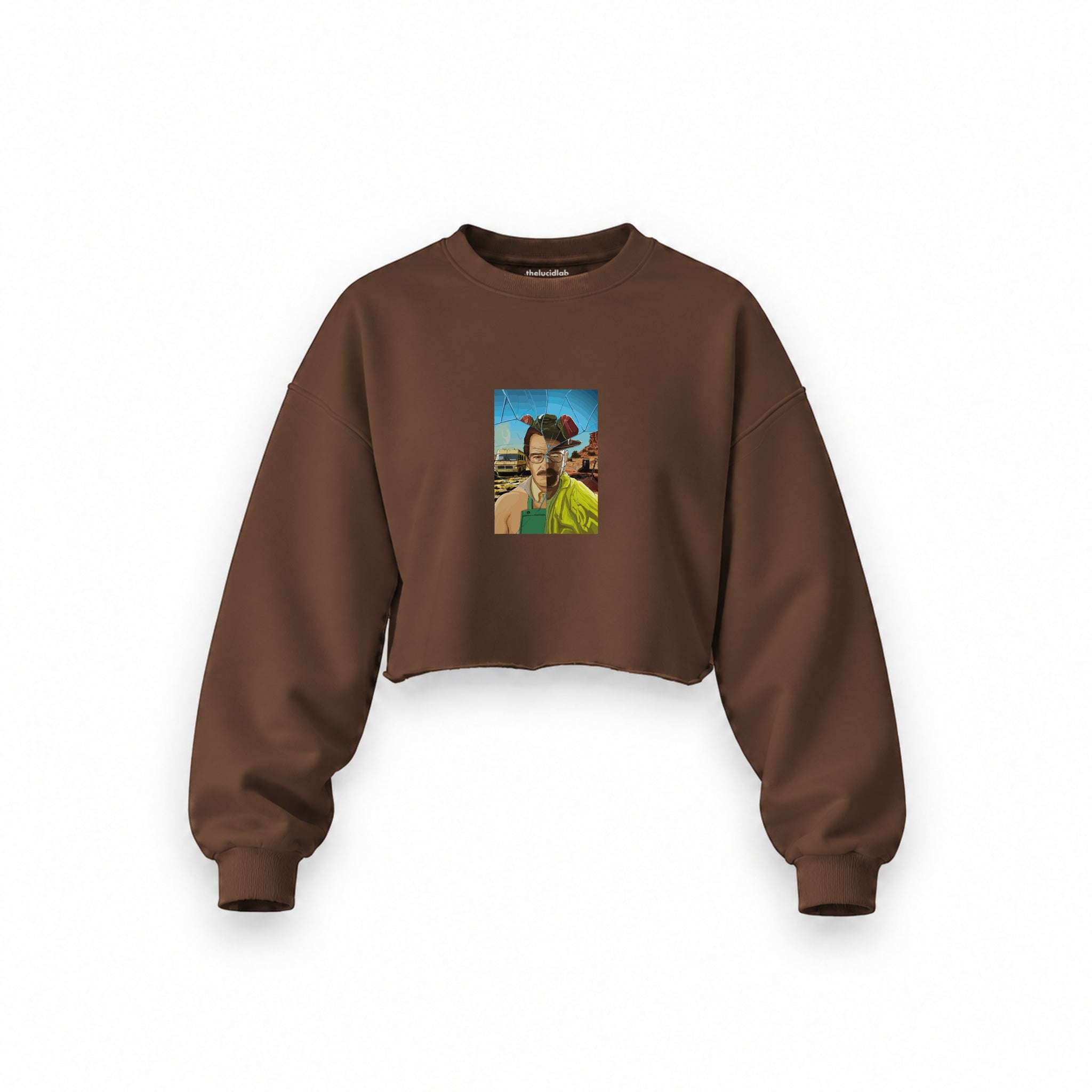 Walter White / Heisenberg Oversize Crop Sweatshirt — Kahverengi — Ön baskı
