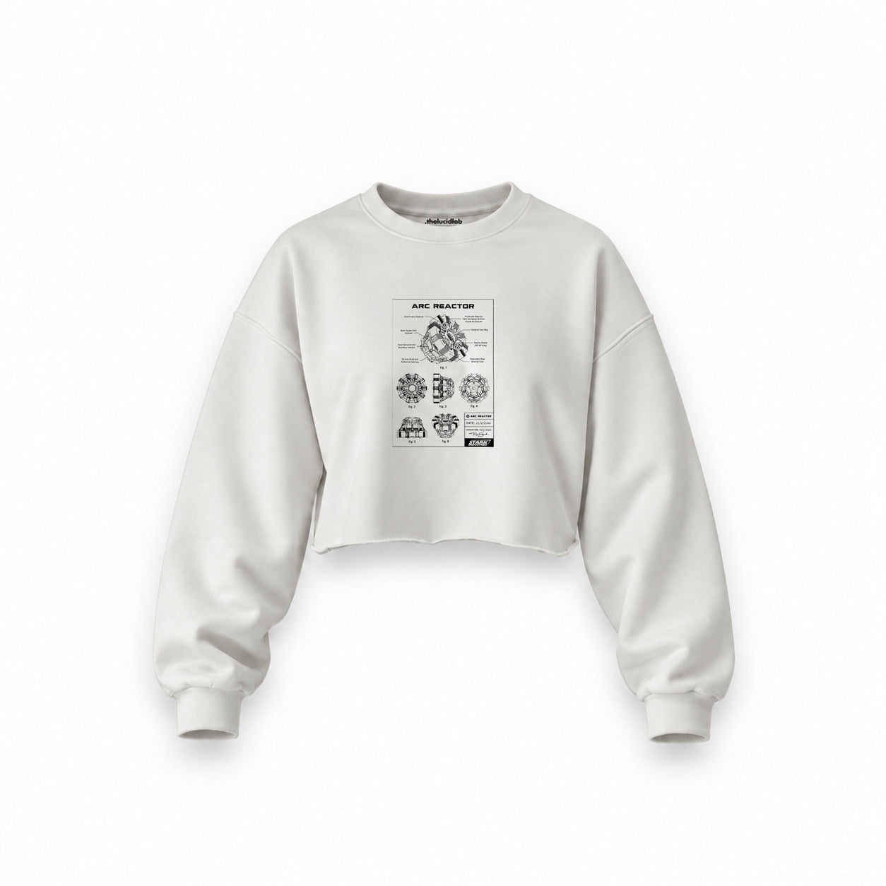 Arc Reactor Oversize Crop Sweatshirt — Beyaz — Ön baskı