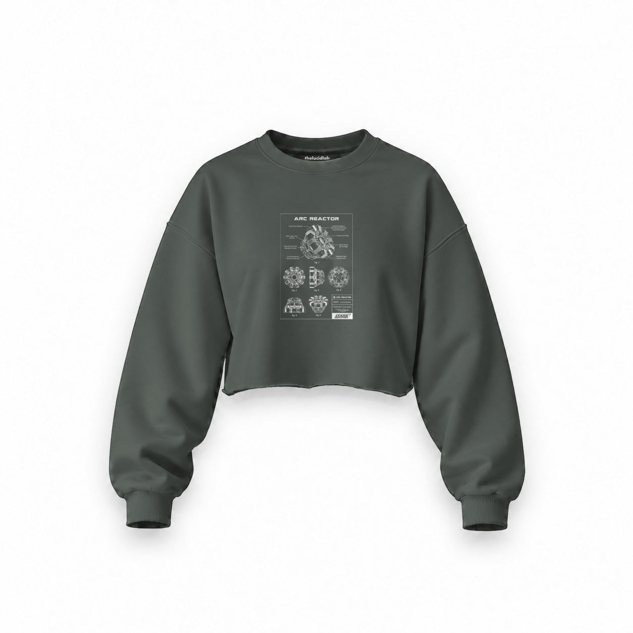 Arc Reactor Oversize Crop Sweatshirt — Antrasit — Ön baskı