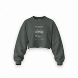 Harley Davidson Model 28B Motosiklet Oversize Crop Sweatshirt — Antrasit — Ön baskı