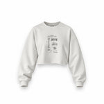 Gibson Les Paul Gitar Oversize Crop Sweatshirt — Beyaz — Ön baskı