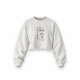 Gibson Les Paul Gitar Oversize Crop Sweatshirt — Beyaz — Ön baskı