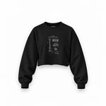 Gibson Les Paul Gitar Oversize Crop Sweatshirt — Siyah — Ön baskı