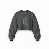 Fender Stratocaster Gitar Oversize Crop Sweatshirt — Antrasit — Ön baskı