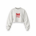 Hot People Watch Formula 1 Oversize Crop Sweatshirt — Beyaz — Ön baskı