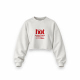 Hot People Watch Formula 1 Oversize Crop Sweatshirt — Beyaz — Ön baskı