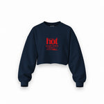 Hot People Watch Formula 1 Oversize Crop Sweatshirt — Lacivert — Ön baskı
