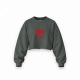 Hot People Watch Formula 1 Oversize Crop Sweatshirt — Antrasit — Ön baskı