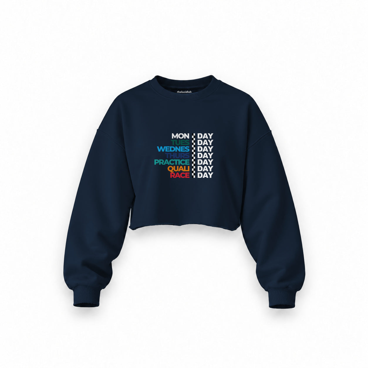 Formula 1 / Week Days Oversize Crop Sweatshirt — Lacivert — Ön baskı