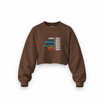 Formula 1 / Week Days Oversize Crop Sweatshirt — Kahverengi — Ön baskı